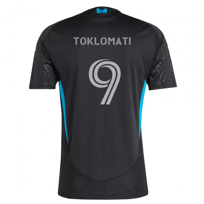 Danxen Kinder Idan Toklomati #9 Schwarz Weiß Himmelblau Auswärtstrikot Trikot 2026/27 T-Shirt