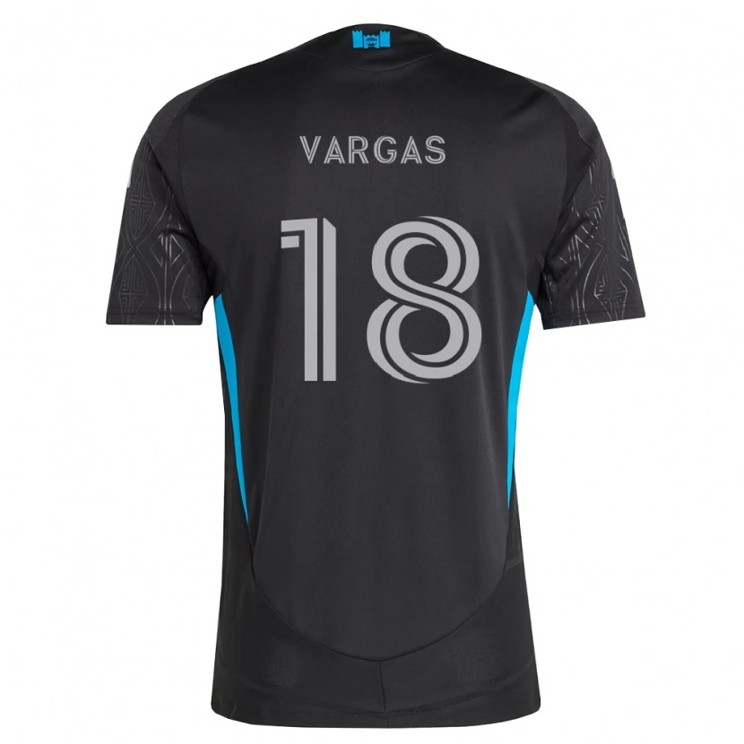 Danxen Kinder Kerwin Vargas #18 Schwarz Weiß Himmelblau Auswärtstrikot Trikot 2026/27 T-Shirt