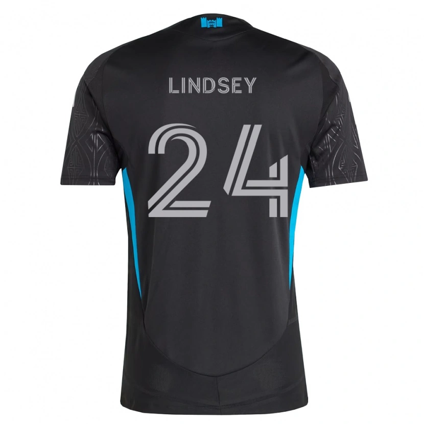 Danxen Kinder Jaylin Lindsey #24 Schwarz Weiß Himmelblau Auswärtstrikot Trikot 2026/27 T-Shirt