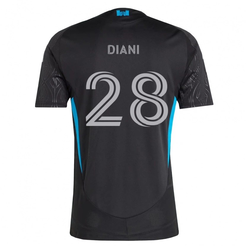 Danxen Kinder Djibril Diani #28 Schwarz Weiß Himmelblau Auswärtstrikot Trikot 2026/27 T-Shirt