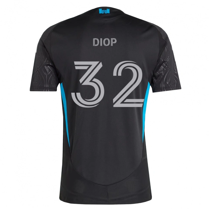 Danxen Kinder Hamady Diop #32 Schwarz Weiß Himmelblau Auswärtstrikot Trikot 2026/27 T-Shirt