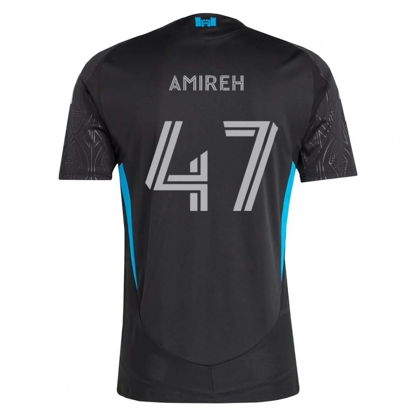 Danxen Kinder Adam Amireh #47 Schwarz Weiß Himmelblau Auswärtstrikot Trikot 2026/27 T-Shirt