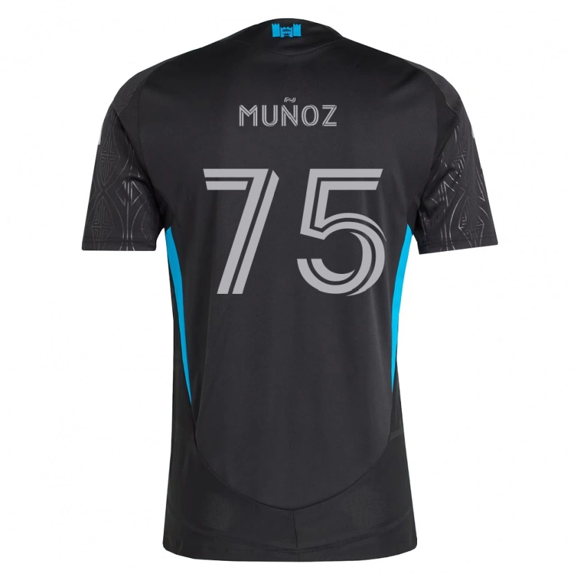 Danxen Kinder Jeremiah Muñoz #75 Schwarz Weiß Himmelblau Auswärtstrikot Trikot 2026/27 T-Shirt