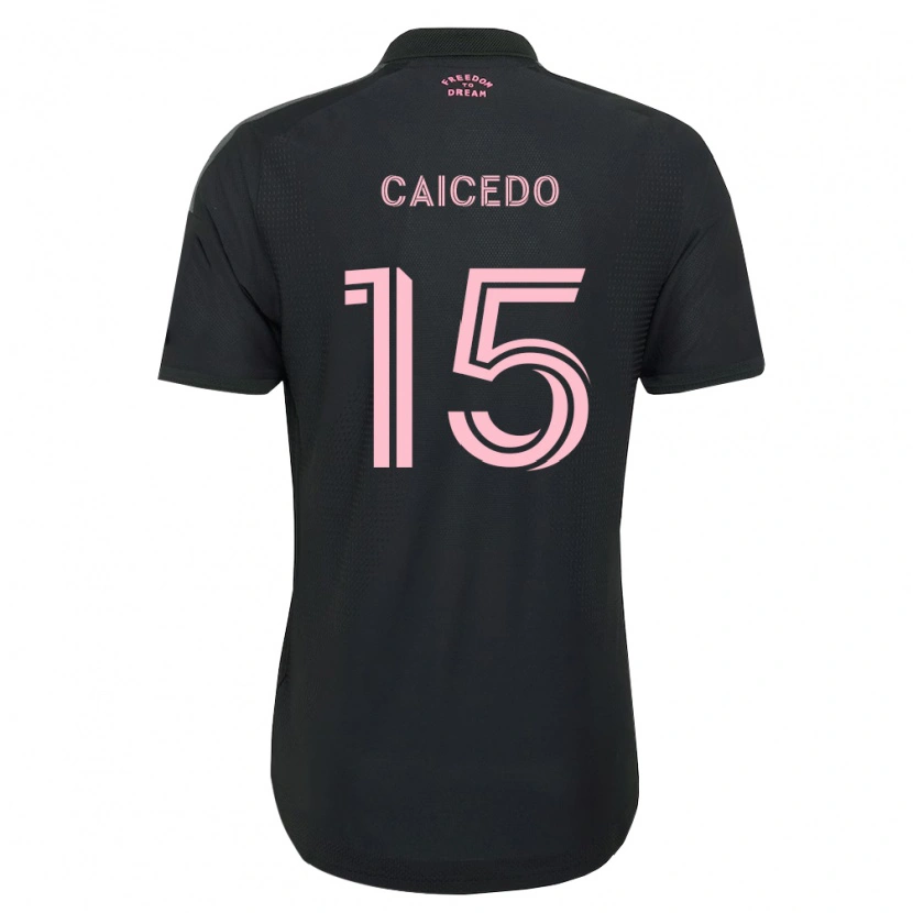 Danxen Kinder Fricio Caicedo #15 Pink Schwarz Weiß Auswärtstrikot Trikot 2026/27 T-Shirt