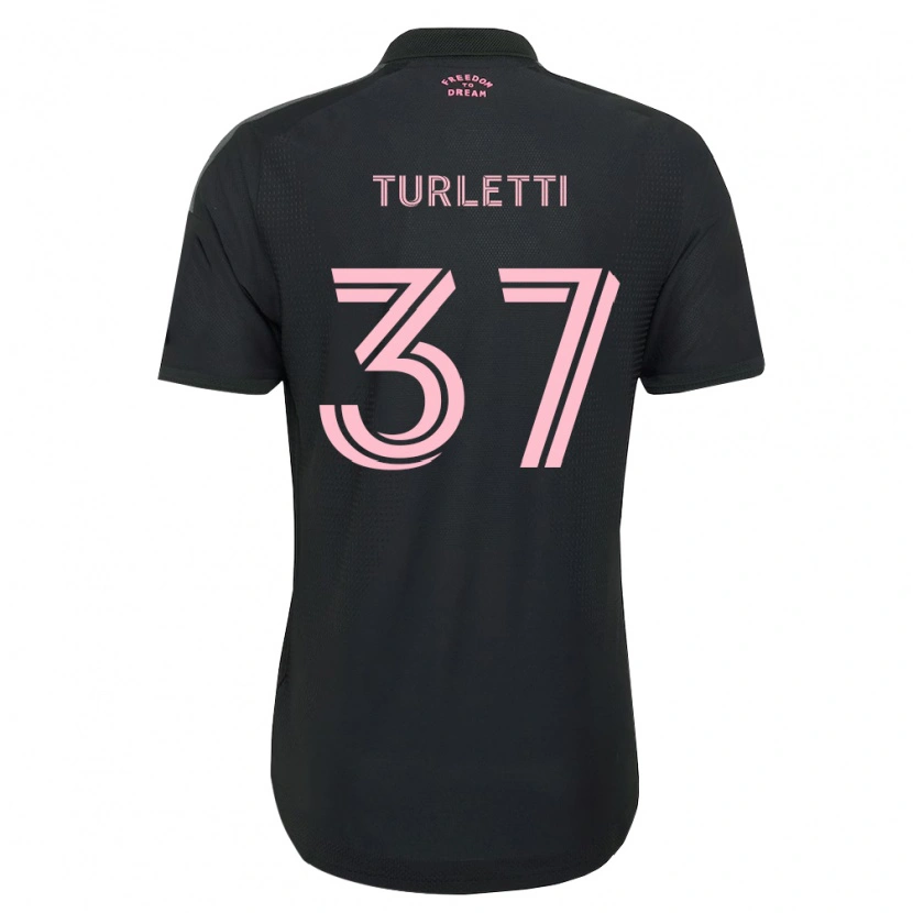 Danxen Kinder Mateo Turletti #37 Pink Schwarz Weiß Auswärtstrikot Trikot 2026/27 T-Shirt