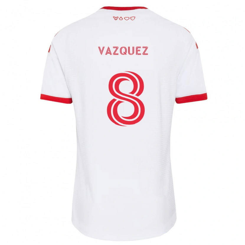 Danxen Kinder Víctor Vázquez #8 Weiß Rot Schwarz Auswärtstrikot Trikot 2026/27 T-Shirt