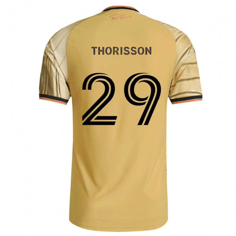 Danxen Kinder Nökkvi Thórisson #29 Braun Gelb Schwarz Auswärtstrikot Trikot 2026/27 T-Shirt