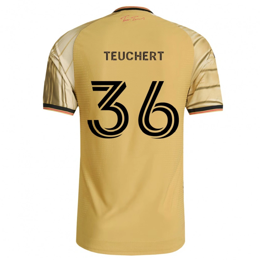 Danxen Kinder Cedric Teuchert #36 Braun Gelb Schwarz Auswärtstrikot Trikot 2026/27 T-Shirt