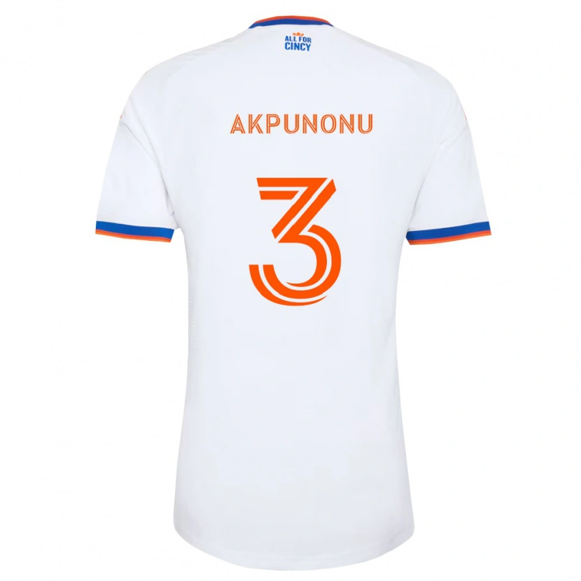 Danxen Kinder Joey Akpunonu #3 Weiß Marineblau Orange Auswärtstrikot Trikot 2026/27 T-Shirt