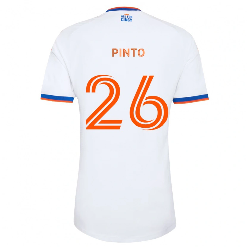 Danxen Kinder Malik Pinto #26 Weiß Marineblau Orange Auswärtstrikot Trikot 2026/27 T-Shirt