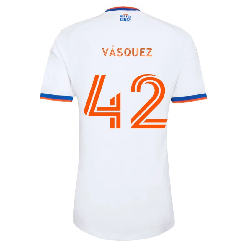 Danxen Kinder Mathías Vásquez #42 Weiß Marineblau Orange Auswärtstrikot Trikot 2026/27 T-Shirt