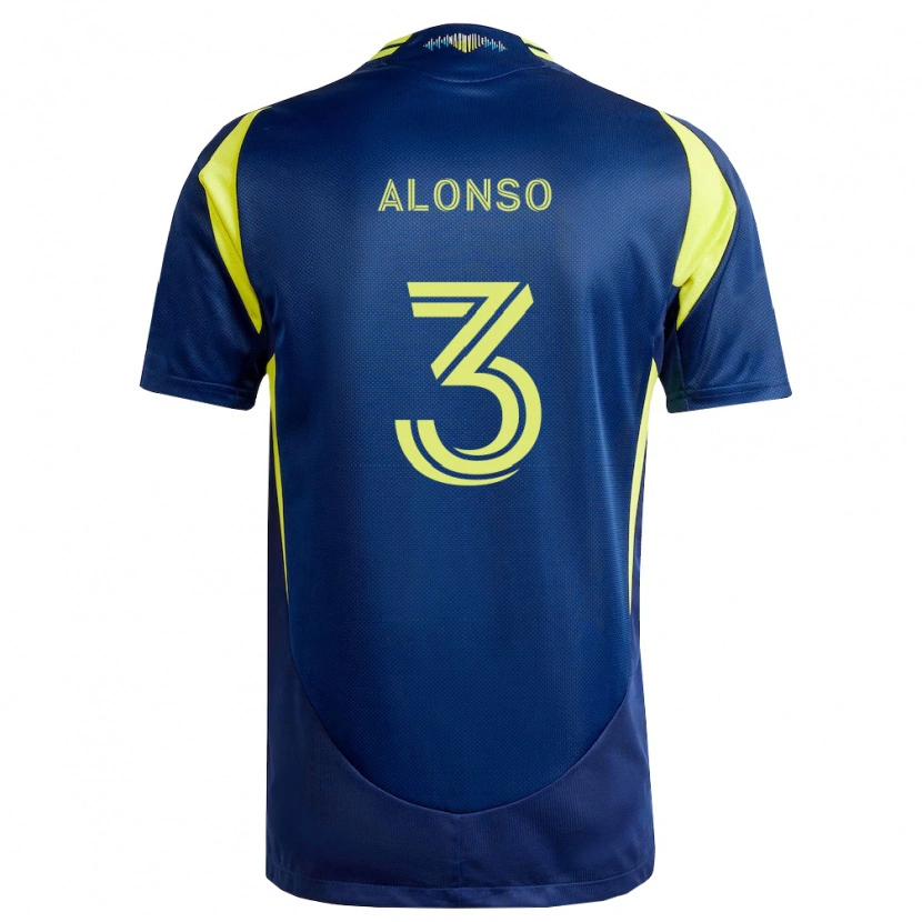 Danxen Kinder Gabriel Alonso #3 Gelb Marineblau Auswärtstrikot Trikot 2026/27 T-Shirt