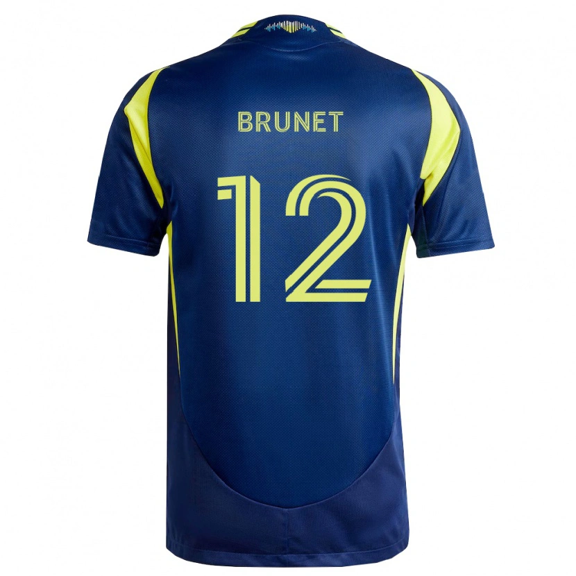 Danxen Kinder Charles-Emile Brunet #12 Gelb Marineblau Auswärtstrikot Trikot 2026/27 T-Shirt