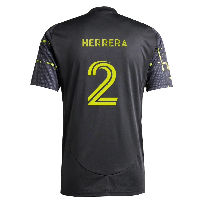 Danxen Kinder Andrés Herrera #2 Fluoreszierendes Gelb Schwarz Auswärtstrikot Trikot 2026/27 T-Shirt