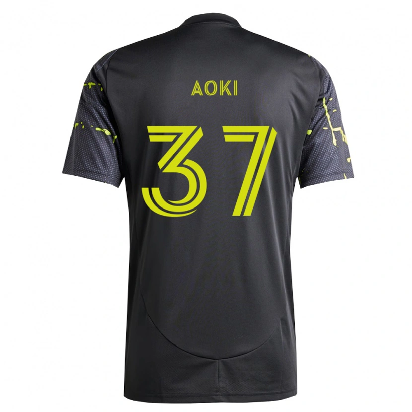 Danxen Kinder Rui Aoki #37 Fluoreszierendes Gelb Schwarz Auswärtstrikot Trikot 2026/27 T-Shirt