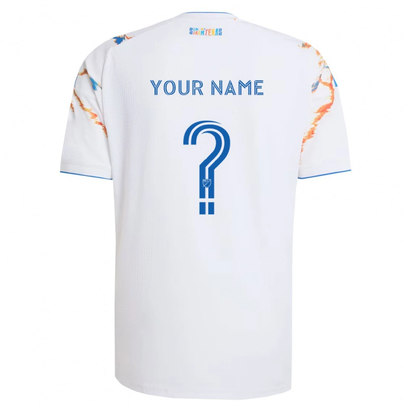 Danxen Kinder Ihren Namen #0 Weiß Orange Blau Auswärtstrikot Trikot 2026/27 T-Shirt