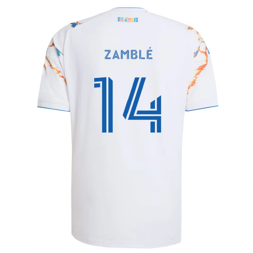 Danxen Kinder Bryan Zamblé #14 Weiß Orange Blau Auswärtstrikot Trikot 2026/27 T-Shirt