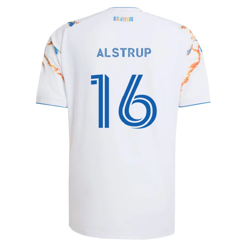 Danxen Kinder Marcus Alstrup #16 Weiß Orange Blau Auswärtstrikot Trikot 2026/27 T-Shirt