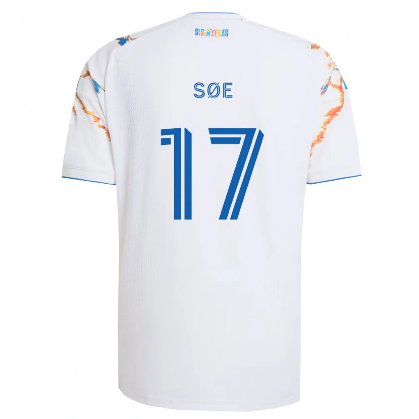 Danxen Kinder Osvald Søe #17 Weiß Orange Blau Auswärtstrikot Trikot 2026/27 T-Shirt