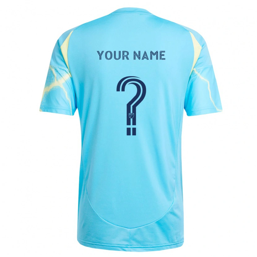 Danxen Kinder Ihren Namen #0 Hellblau Schwarz Hellgelb Auswärtstrikot Trikot 2026/27 T-Shirt