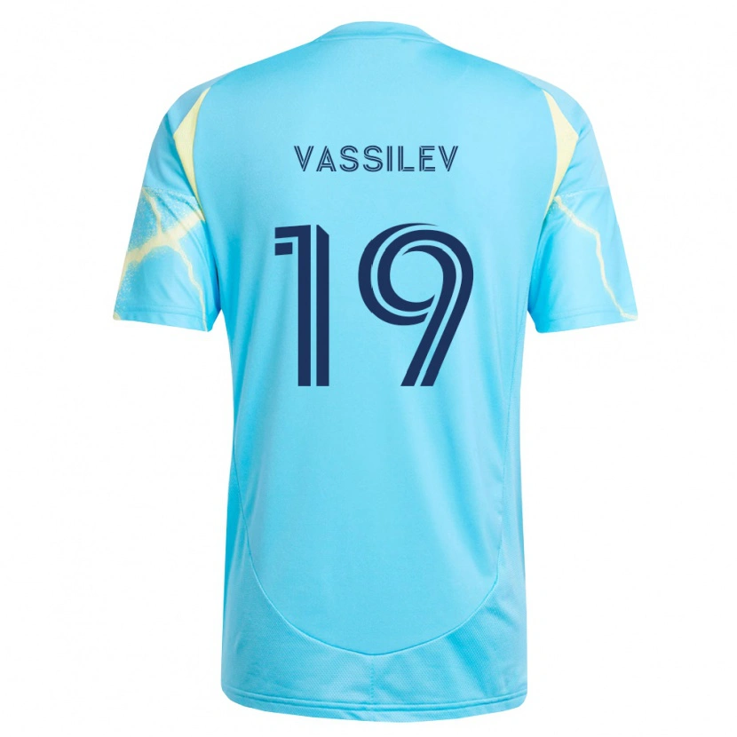 Danxen Kinder Indiana Vassilev #19 Hellblau Schwarz Hellgelb Auswärtstrikot Trikot 2026/27 T-Shirt