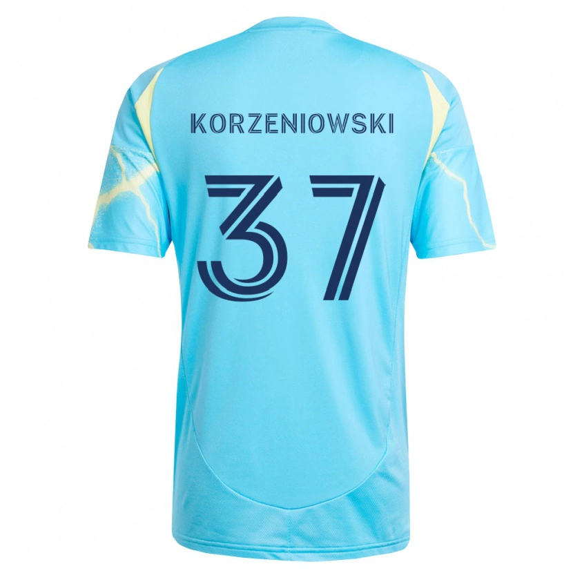 Danxen Kinder Stas Korzeniowski #37 Hellblau Schwarz Hellgelb Auswärtstrikot Trikot 2026/27 T-Shirt