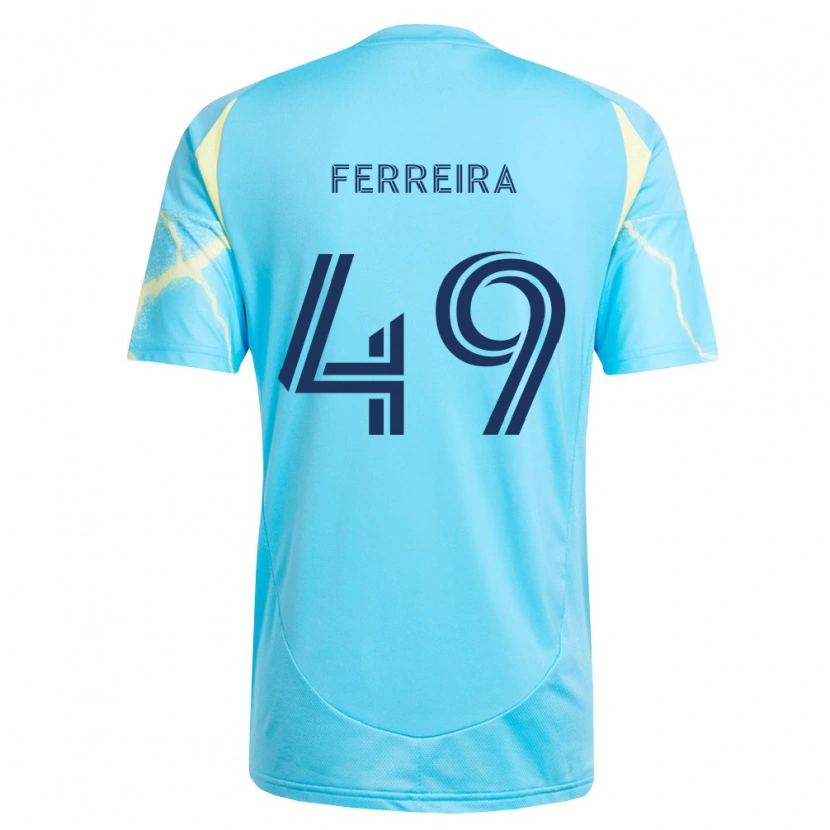 Danxen Kinder Willyam Ferreira #49 Hellblau Schwarz Hellgelb Auswärtstrikot Trikot 2026/27 T-Shirt