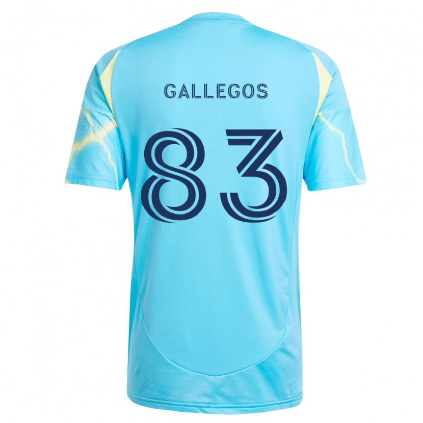 Danxen Kinder Mateo Gallegos #83 Hellblau Schwarz Hellgelb Auswärtstrikot Trikot 2026/27 T-Shirt
