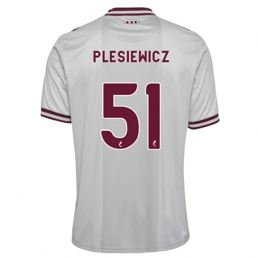 Danxen Kinder Szymon Plesiewicz #51 Weiß Burgunder Auswärtstrikot Trikot 2026/27 T-Shirt