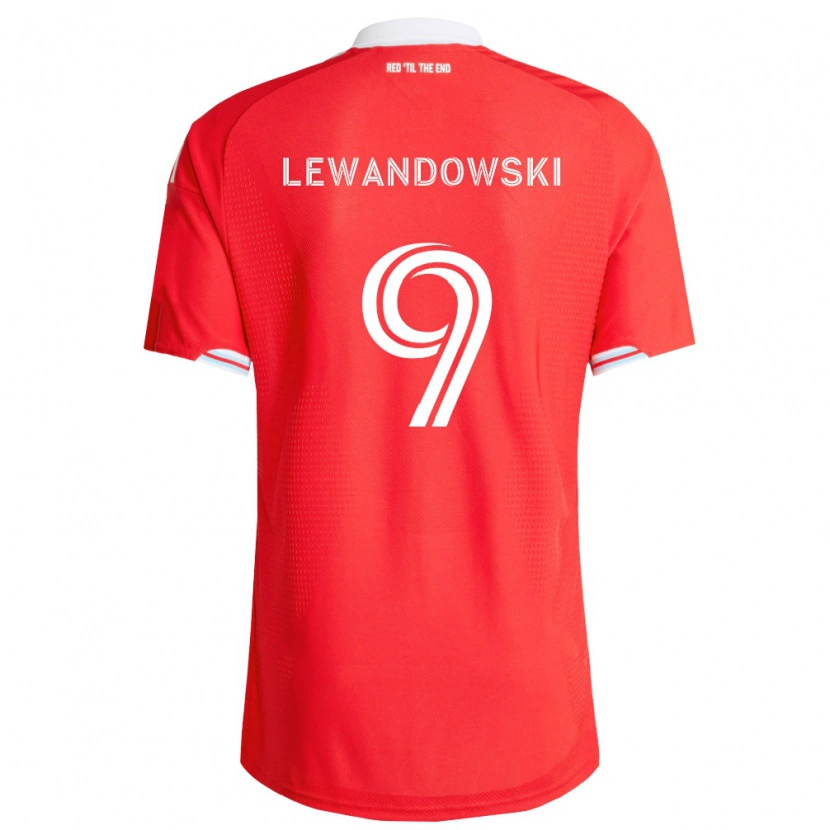 Danxen Herren Robert Lewandowski #9 Rot Tiefblau Weiß Heimtrikot Trikot 2026/27 T-Shirt