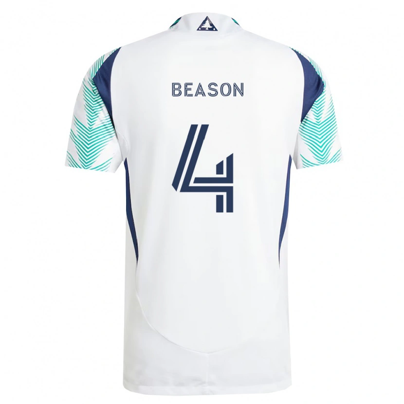 Danxen Herren Tanner Beason #4 Weiß Marineblau Hellgrün Auswärtstrikot Trikot 2026/27 T-Shirt