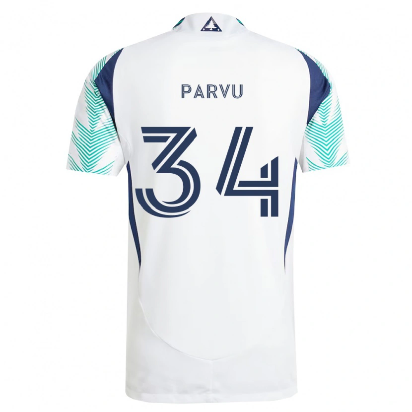 Danxen Herren Alexandru Parvu #34 Weiß Marineblau Hellgrün Auswärtstrikot Trikot 2026/27 T-Shirt