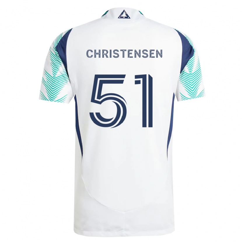 Danxen Herren Kevin Christensen #51 Weiß Marineblau Hellgrün Auswärtstrikot Trikot 2026/27 T-Shirt