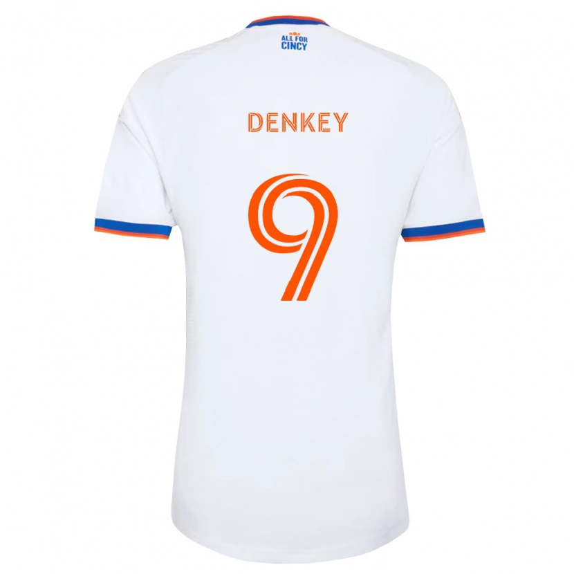 Danxen Herren Kévin Denkey #9 Weiß Marineblau Orange Auswärtstrikot Trikot 2026/27 T-Shirt