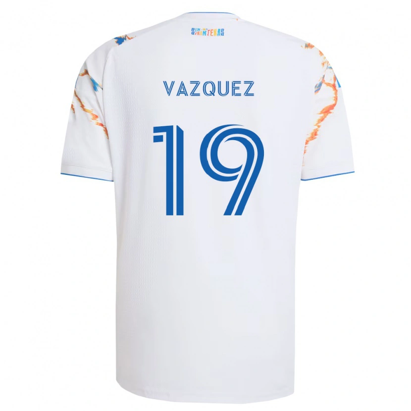 Danxen Herren David Vazquez #19 Weiß Orange Blau Auswärtstrikot Trikot 2026/27 T-Shirt