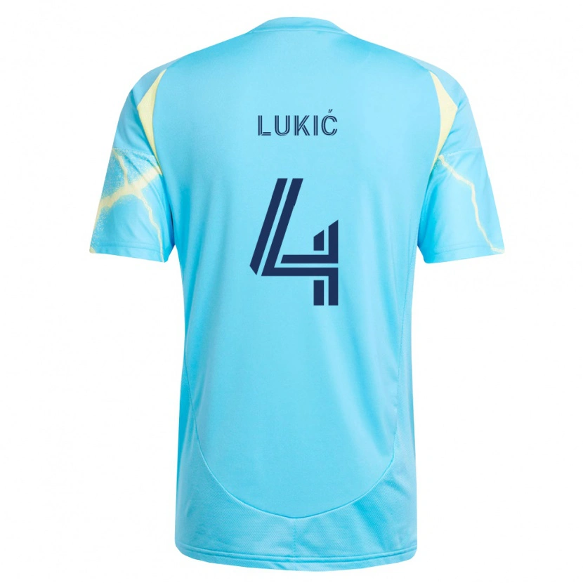 Danxen Herren Jovan Lukić #4 Hellblau Schwarz Hellgelb Auswärtstrikot Trikot 2026/27 T-Shirt