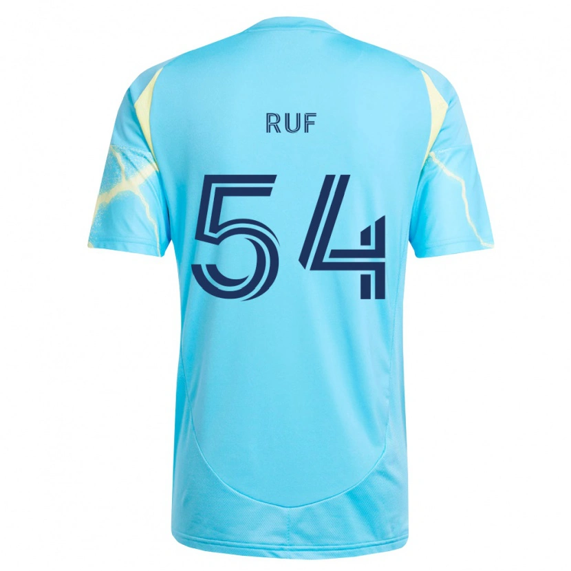 Danxen Herren John Ruf #54 Hellblau Schwarz Hellgelb Auswärtstrikot Trikot 2026/27 T-Shirt