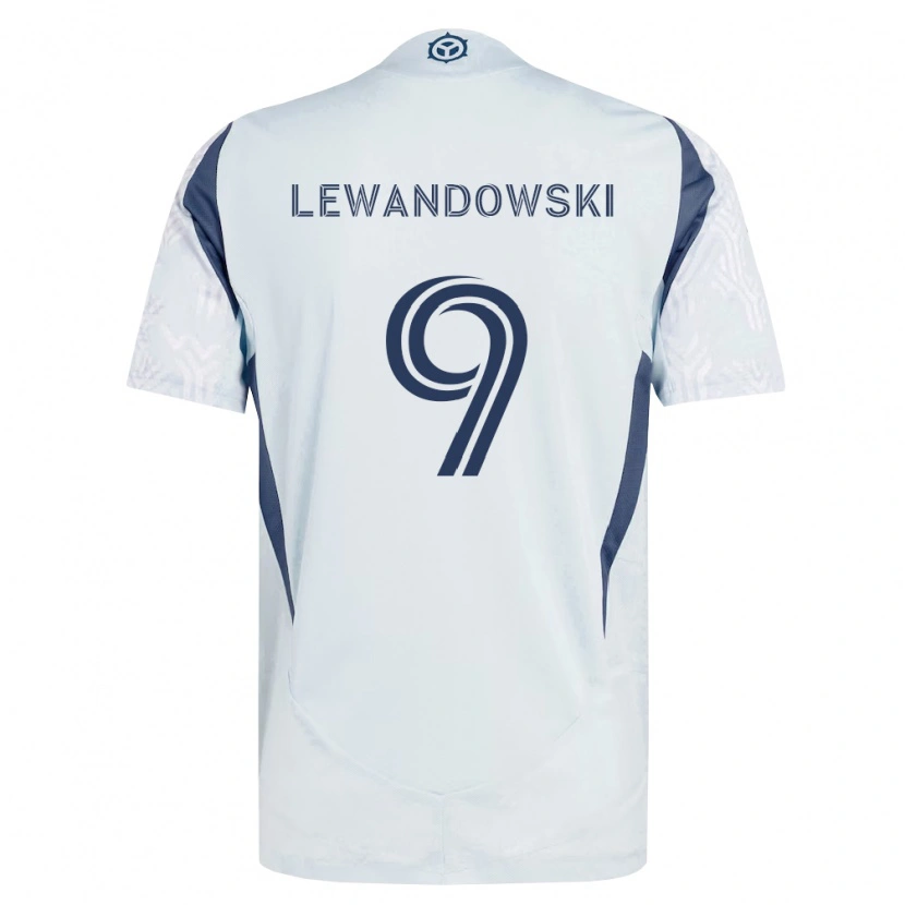 Danxen Damen Robert Lewandowski #9 Blau Grau Weiß Auswärtstrikot Trikot 2026/27 T-Shirt