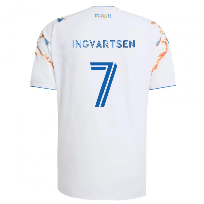 Danxen Damen Marcus Ingvartsen #7 Weiß Orange Blau Auswärtstrikot Trikot 2026/27 T-Shirt