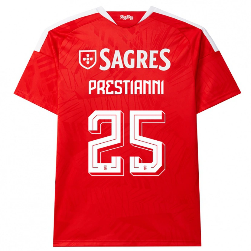 Danxen Kinder Gianluca Prestianni #25 Rot Weiß Gelb Heimtrikot Trikot 2026/27 T-Shirt