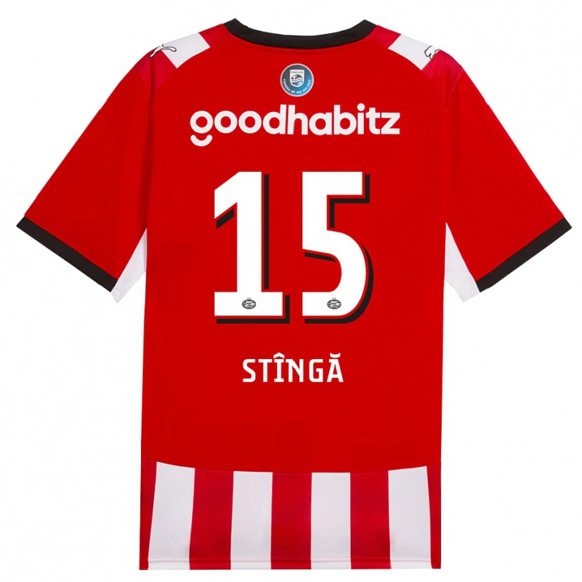 Danxen Kinder Lucas Stîngă #15 Rot Weiß Schwarz Heimtrikot Trikot 2026/27 T-Shirt