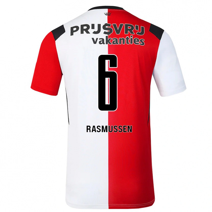 Danxen Kinder Jacob Rasmussen #6 Rot Weiß Schwarz Heimtrikot Trikot 2026/27 T-Shirt