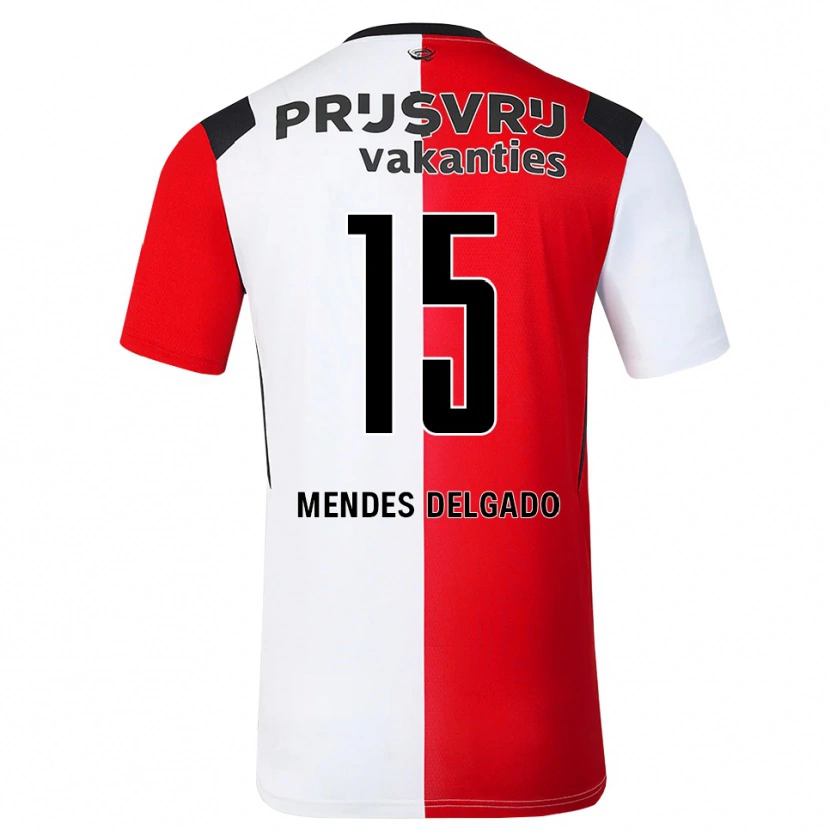 Danxen Kinder Jayden Mendes Delgado #15 Rot Weiß Schwarz Heimtrikot Trikot 2026/27 T-Shirt