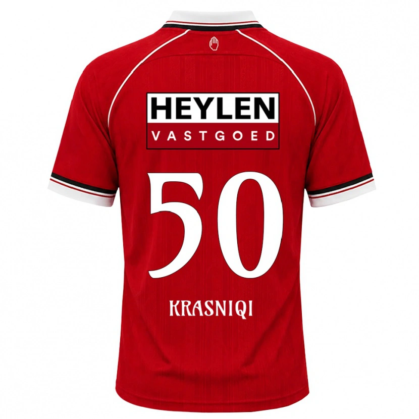 Danxen Kinder Laurit Krasniqi #50 Rot Weiß Schwarz Heimtrikot Trikot 2026/27 T-Shirt
