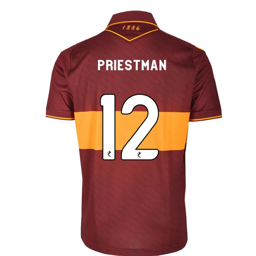 Danxen Kinder Oscar Priestman #12 Orange Maroon Auswärtstrikot Trikot 2026/27 T-Shirt