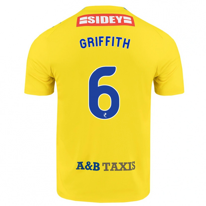 Danxen Kinder Víctor Griffith #6 Gelb Blau Schwarz Auswärtstrikot Trikot 2026/27 T-Shirt