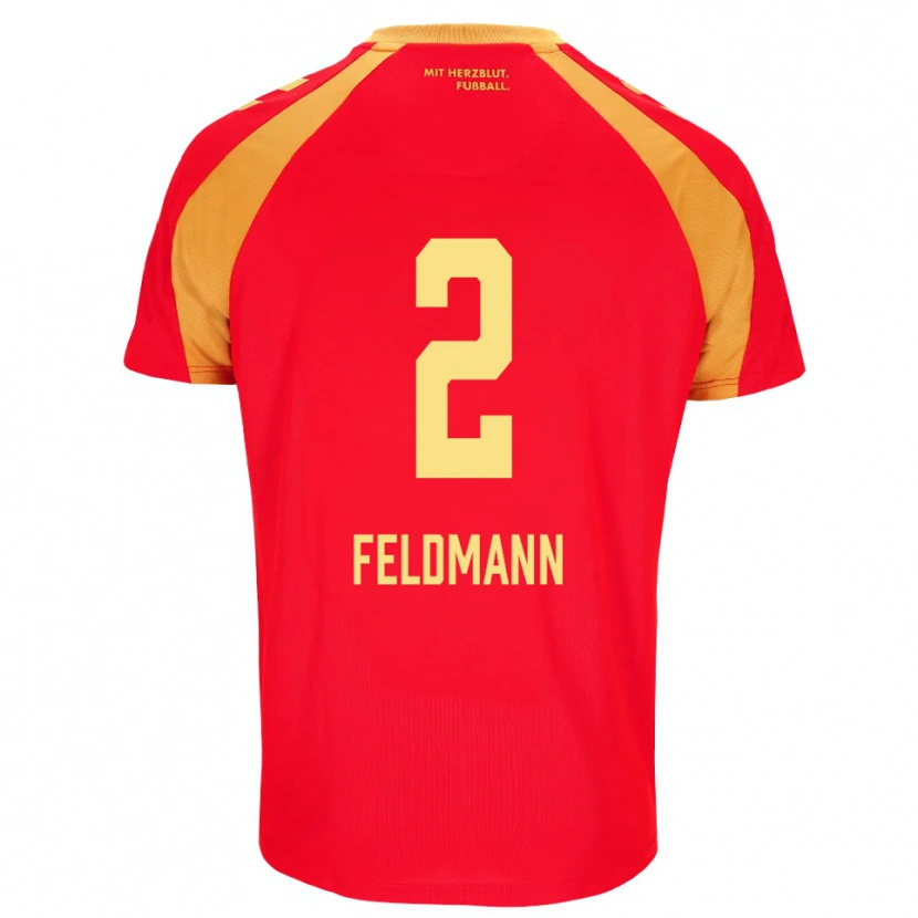 Danxen Kinder Ole Feldmann #2 Rot Orange Schwarz Auswärtstrikot Trikot 2026/27 T-Shirt