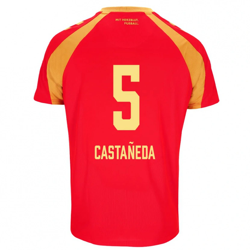 Danxen Kinder Santiago Castañeda #5 Rot Orange Schwarz Auswärtstrikot Trikot 2026/27 T-Shirt