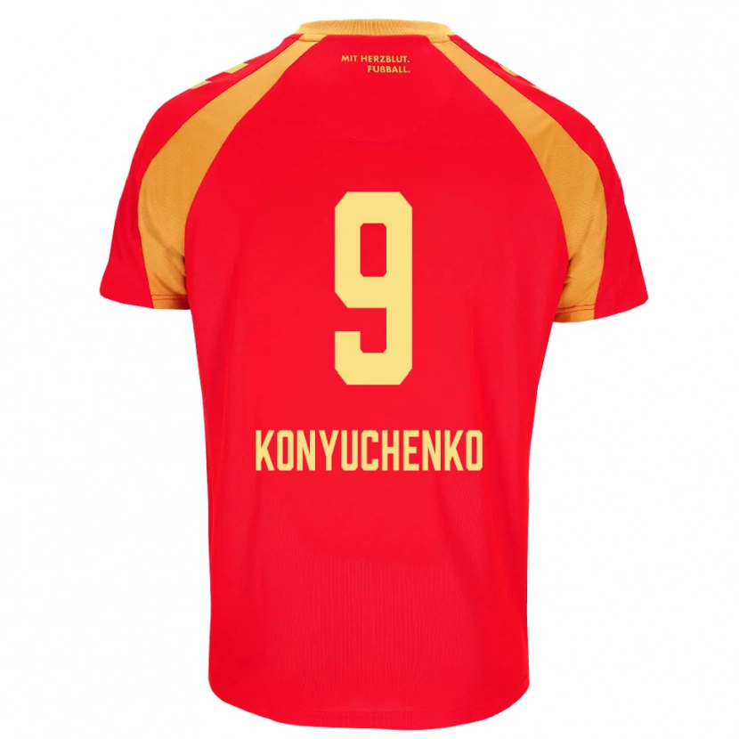 Danxen Kinder Yehor Konyuchenko #9 Rot Orange Schwarz Auswärtstrikot Trikot 2026/27 T-Shirt