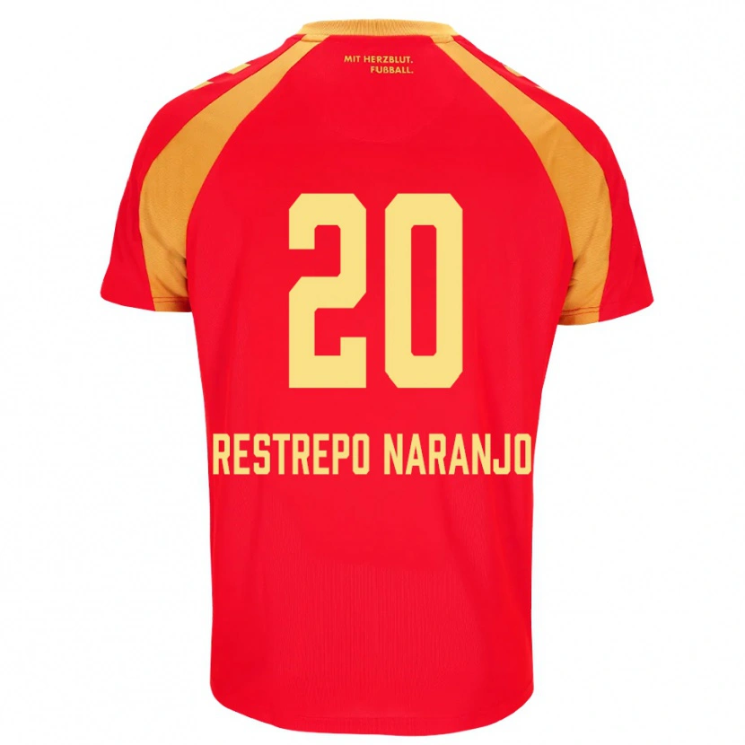Danxen Kinder Pedro Restrepo Naranjo #20 Rot Orange Schwarz Auswärtstrikot Trikot 2026/27 T-Shirt